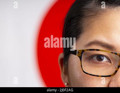 Japan Working Women Wearing Glasses Stock Photo
