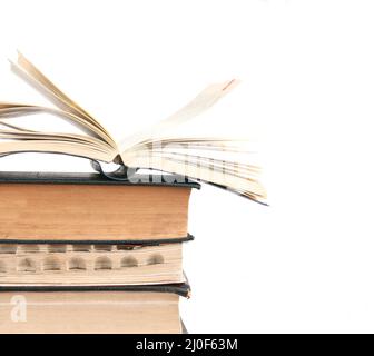 Open book on white background Stock Photo