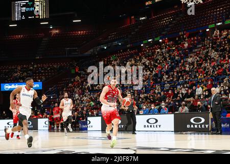 Milan, Italy, Italy. 13th Mar, 2022. Italy, Milan march 13 2022: Kostantinos Mitoglou (Armani forward) fast break in 4th quarter during basketball game A|X Armani Milan vs Allianz Trieste, Lega Basket A 2021-2022 day22 (Credit Image: © Fabrizio Andrea Bertani/Pacific Press via ZUMA Press Wire) Stock Photo