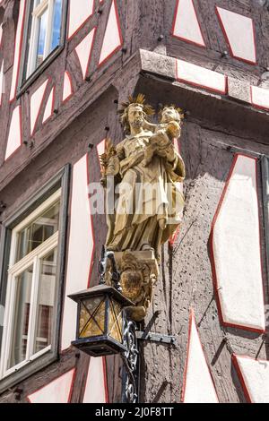 Historic half-timbered building in the old town of Bensheim in the Bergstrasse district of Hesse Stock Photo