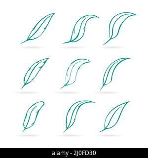 Vector group of feather on white background. Icon. Feathers symbol in vector format. Easy editable layered vector illustration. Stock Vector