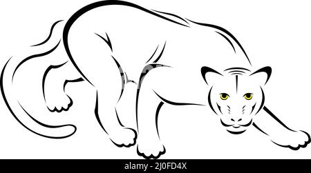 Vector illustration of panther symbol - tattoo. Easy editable layered vector illustration. Stock Vector