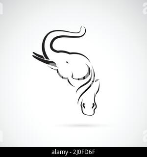 Vector of an elephant head and horse head on white background. Wild Animals. Elephant and horse logo or icon. Stock Vector