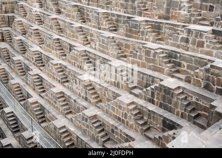 Ancient famous Stepwell of  Chand Baori, India Stock Photo