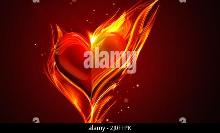 Heart on fire Stock Photo