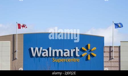 Calgary Alberta, Canada. Oct 17, 2020. Walmart an American multinational retail that operates a chain of hypermarkets, discount Stock Photo