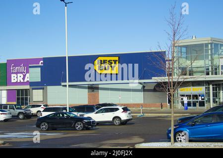 Calgary Alberta, Canada. Oct 17, 2020. Best Buy is an American multinational consumer electronics retailer headquartered in Rich Stock Photo