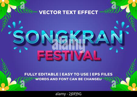 songkran festival vector text effect fully editable Stock Vector