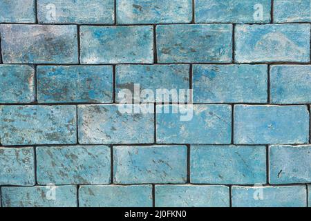 Background brick wall texture of light blue blue large blocks. Stock Photo