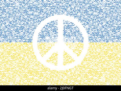 Abstract Geometric Circle dot pattern particle Peace icon shape with Russia national flag, VR technology Peaceful Pray and Stop war design gold color Stock Vector