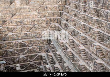 Ancient famous Stepwell of  Chand Baori, India Stock Photo