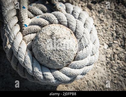 Ship mooring strong rope Stock Photo