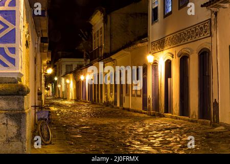 Night view of the city of Paraty with its old and historical colonial style houses Stock Photo
