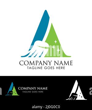 A vector Illustration set of Cleaning Monogram Logo Letter A Stock Vector