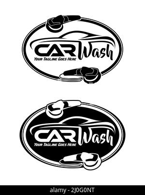 A vector illustration set of Car Clean and Detailing Logo Sign Stock Vector