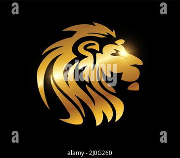 A vector illustration of Golden Lion Head Vector Logo Sign Stock Vector