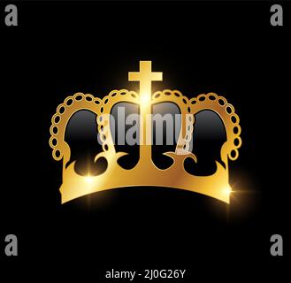 A vector illustration of Golden Luxury Crown Icon Sign Stock Vector