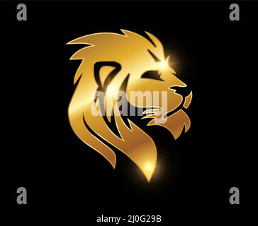 A vector illustration of Golden Lion Head Vector Logo Sign Stock Vector