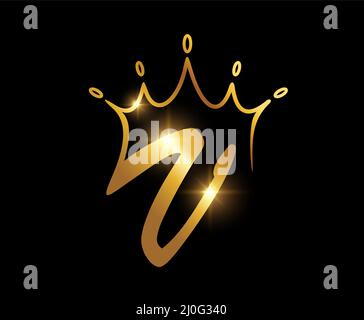 A vector illustration of Golden crown Monogram Logo Initial Letter V Stock Vector