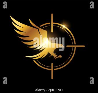 A vector illustration of Golden Flying eagle Logo Sign Stock Vector