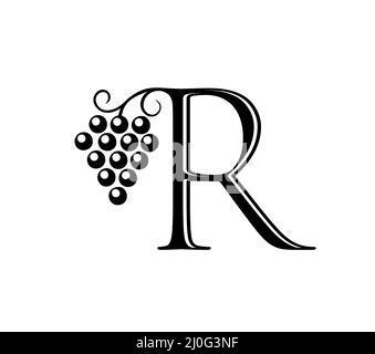 A vector illustration of Vine Monogram Logo Initial Letter R Stock Vector