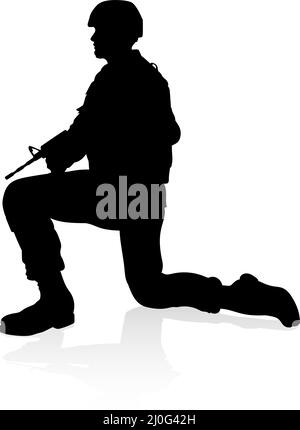 Soldier Detailed High Quality Silhouette Stock Vector