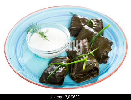 Stuffed grape leaves with assorted fillings Stock Photo