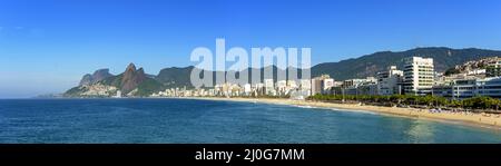 Panoramic view of Ipanema beach in Rio de Janeiro