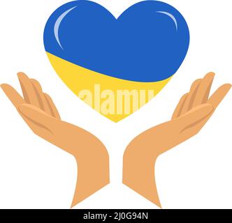 National Ukrainian flag in the shape of a heart. The concept of protection and support. Vector isolated illustration. Stock Vector