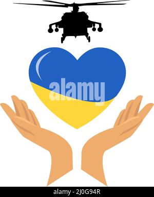 National Ukrainian flag in the shape of a heart. The concept of protection and support. Vector isolated illustration. Stock Vector