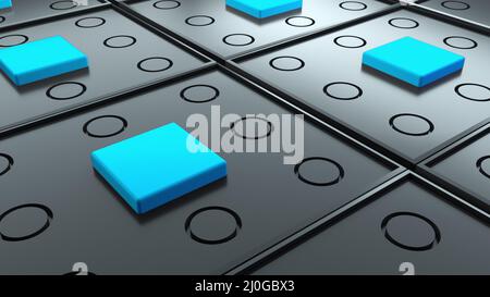 Abstract surface with repeating geometric elements, 3d rendering of digital composition. Computer generated isometric background Stock Photo