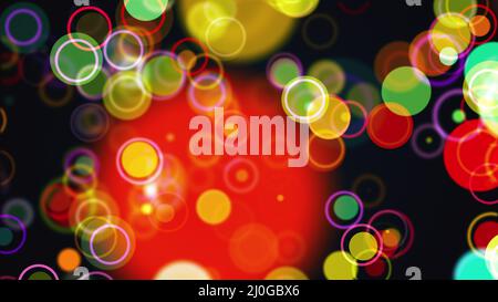 Computer generated the rows of multi colored circles and rings. 3d rendering abstract background from round particles Stock Photo