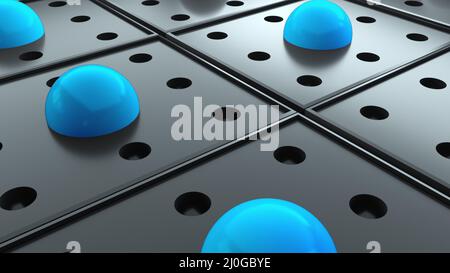 Abstract surface with repeating geometric elements, 3d rendering of digital composition. Computer generated isometric background Stock Photo