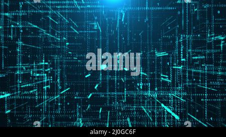 Flow of binary data, computer generated. 3d rendering of scientific technology. Modern digital background Stock Photo