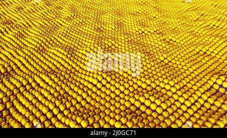 Wavy surface of many gold balls. 3d rendering background, modern computer generated Stock Photo