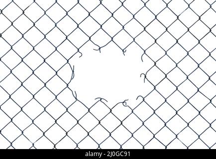 Hole In A Chain-Link Fence Stock Photo