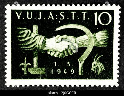 Postage stamp of the free territory of Trieste, zone B, administered by the former Yugoslavia from 1948 to 1954. Stock Photo
