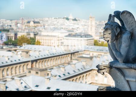 Gargoyle statue on Notre Dame de Paris Stock Photo