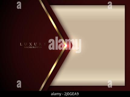 Abstract elegant modern template design 3D red and gold arrow with lighting on golden background luxury style. Vector graphic illustration Stock Vector