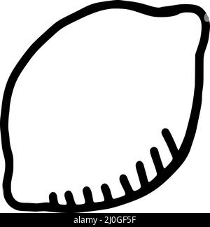 Lemon hand drawn icon isolated on white background. Fruit cartoon vector illustration. Stock Vector