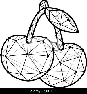 Illustration of abstract geometric polygonal cherries isolated on white ...