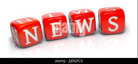 Red letter cubes NEWS Stock Photo