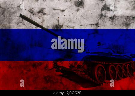 Tanks Lined Front Russian Flag Several Stock Photo 2128204919