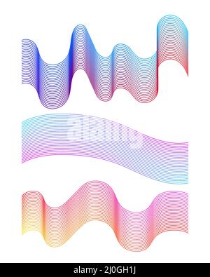 Abstract wave, thin lines. Set of wavy lines for booklet, brochure, flyer Stock Vector