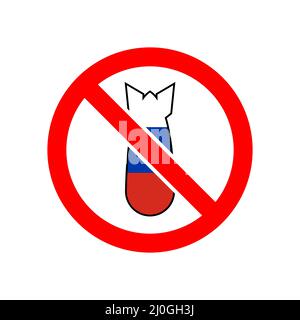 Stop bombing sign with bomb in russian flag colors Stock Vector