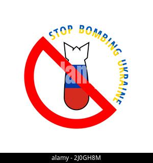 Stop bombing sign with bomb in russian flag colors Stock Vector