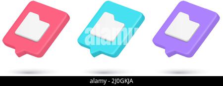 Realistic 3d icon folder cyberspace archive information storage quick tips collection vector illustration. Set file document cloud service database ar Stock Vector