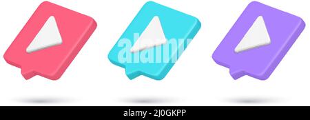 Realistic triangle arrow play multimedia content broadcasting quick tips collection vector illustration. Set direction pointer cyberspace digital audi Stock Vector