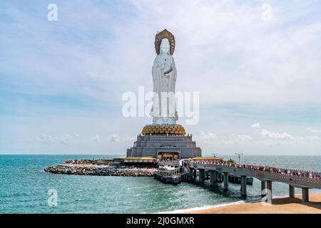 The Nanshan Temple - buddhist temple in Sanya, Hainan province in China. The statue of Guan Yin of the South Sea of Sanya Stock Photo