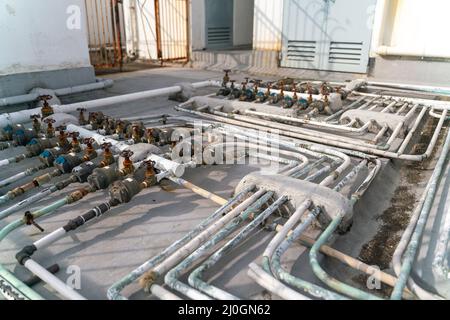 The huge amount of water meter on the hong-kong rooftop of apartment building in Hong Kong Stock Photo